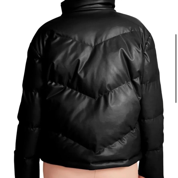 Steve Madden Women's Black Leather Puffer Jacket - Picture 3 of 3